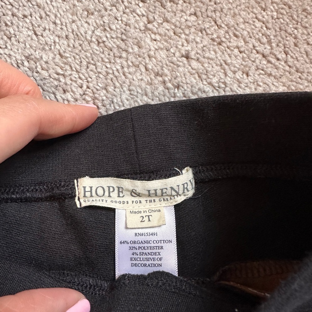 Hope & Henry boys black pants 2T